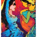 Vibrant painting of Punjabi women performing the traditional Giddha folk dance in colorful attire.
