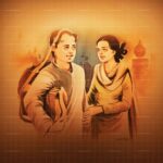 Original painting titled Innocence of Childhood - Mera Punjab featuring a young boy carrying a school bag and a young girl in traditional attire smiling warmly.