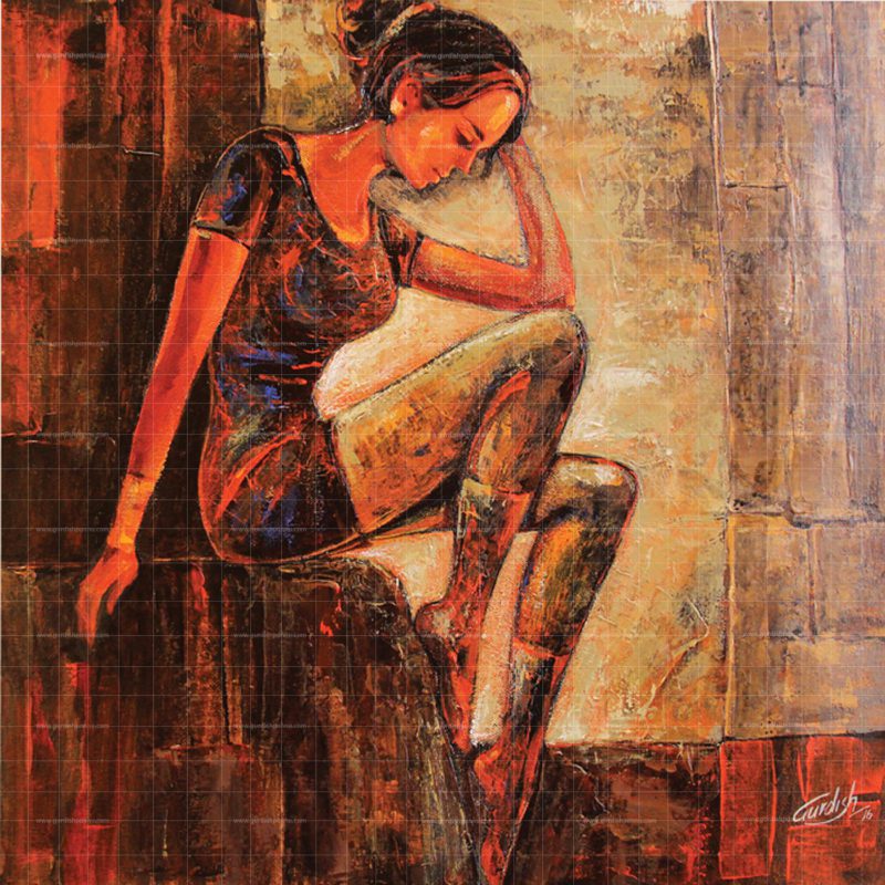 In Her Dreams is Original handmade figurative painting made from acrylic colors for sale. Buy woman artwork for room decorations and living rooms. soothing and emotional painting