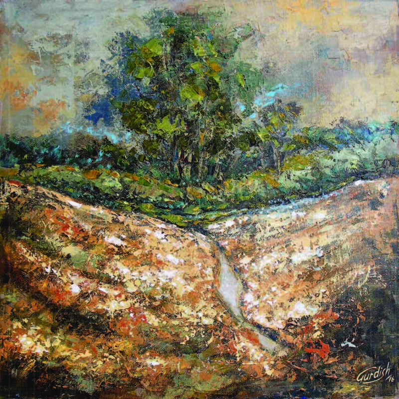 The Beautiful Landscape (Mera Pind)- Nature Painting is the world famous Painting for sale at affordable price for interior decoration of homes and offices with Positive vibes of nature.This is an original Handmade painting made from acrylic colors which represents the beauty of mera pind My village, Canvas Prints also available.