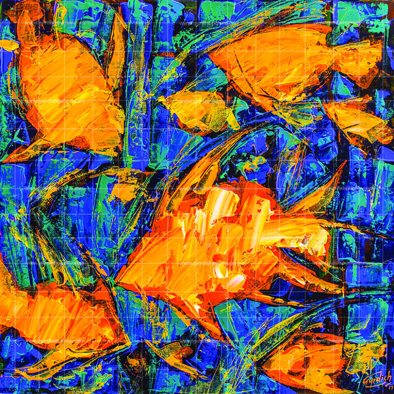 The Fishes of Fortune is Handmade painting made with positive colors and it is for sale