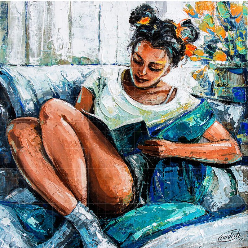 The Girl With Elegance is Original Handmade Painting made from Natural pigment colors mixed with Acrylic for sale. Buy world famous Figurative artwork for room decoration and living room enhancement at affordable price