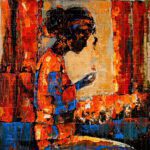 Alt text should accurately describe the visual content while naturally incorporating key search terms like inspirational painting, palette knife art, and acrylic painting.