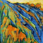 The Mountains of Vincent Dutch Art expressive landscape painting with bold blue green and orange brushstrokes
