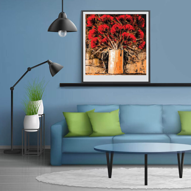 The Painting of Soothing Red Flowers- Floral Artwork - image 3