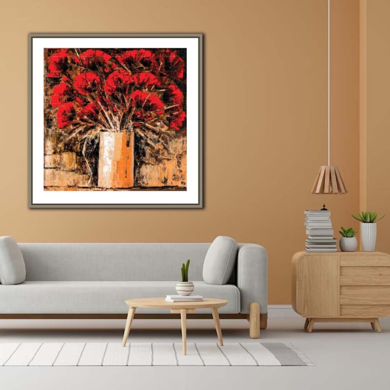 The Painting of Soothing Red Flowers- Floral Artwork - image 4