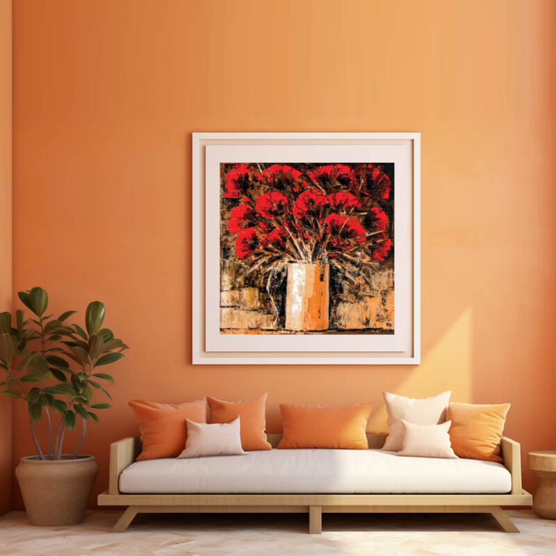 The Painting of Soothing Red Flowers- Floral Artwork - image 5