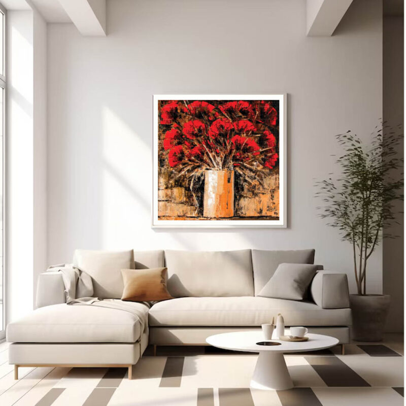 The Painting of Soothing Red Flowers- Floral Artwork - image 2