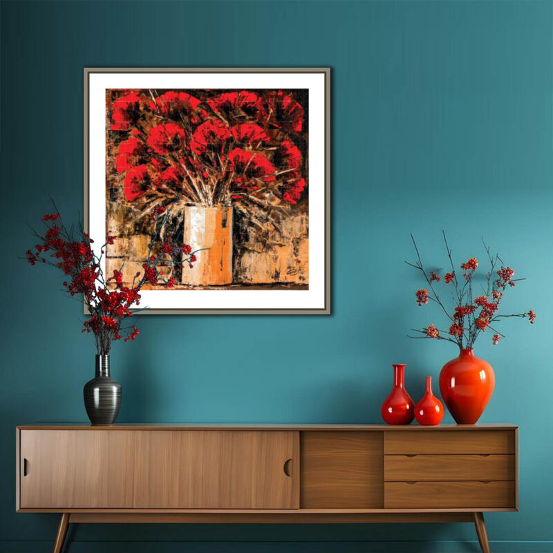 The Painting of Soothing Red Flowers- Floral Artwork - image 6