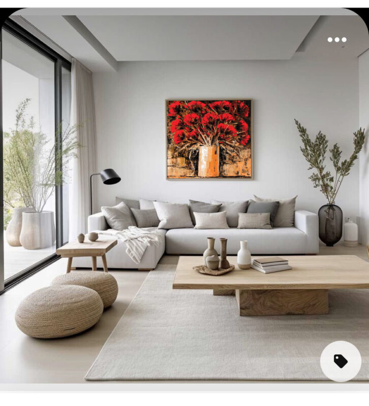 The Painting of Soothing Red Flowers- Floral Artwork - image 7