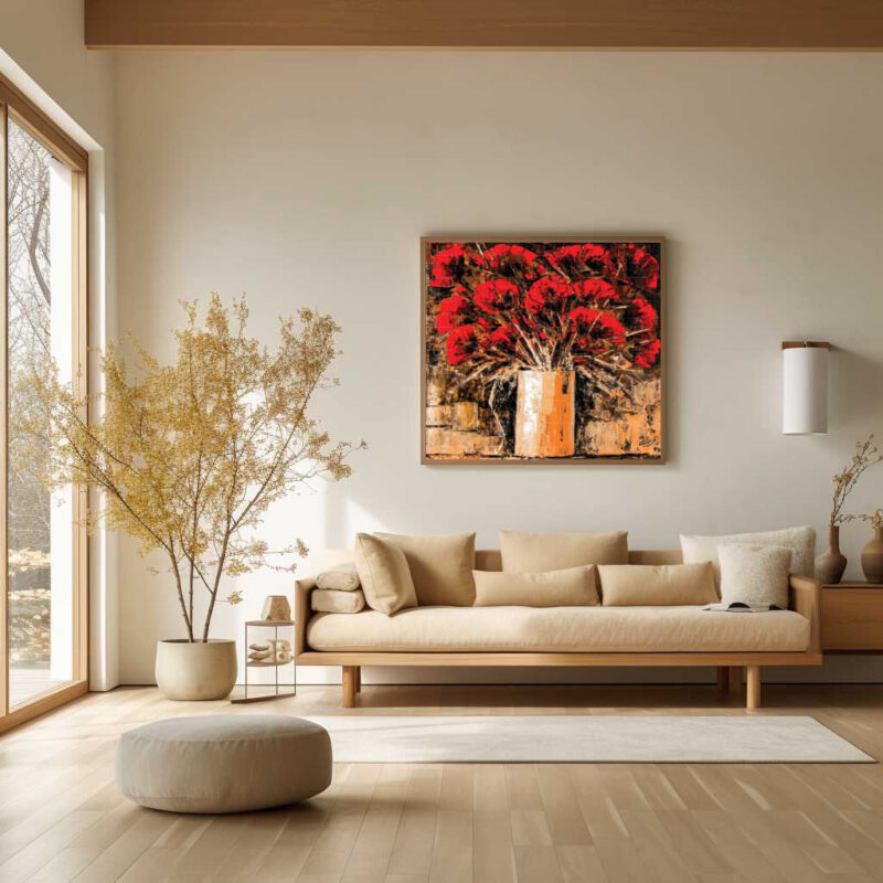 The Painting of Soothing Red Flowers- Floral Artwork - image 8