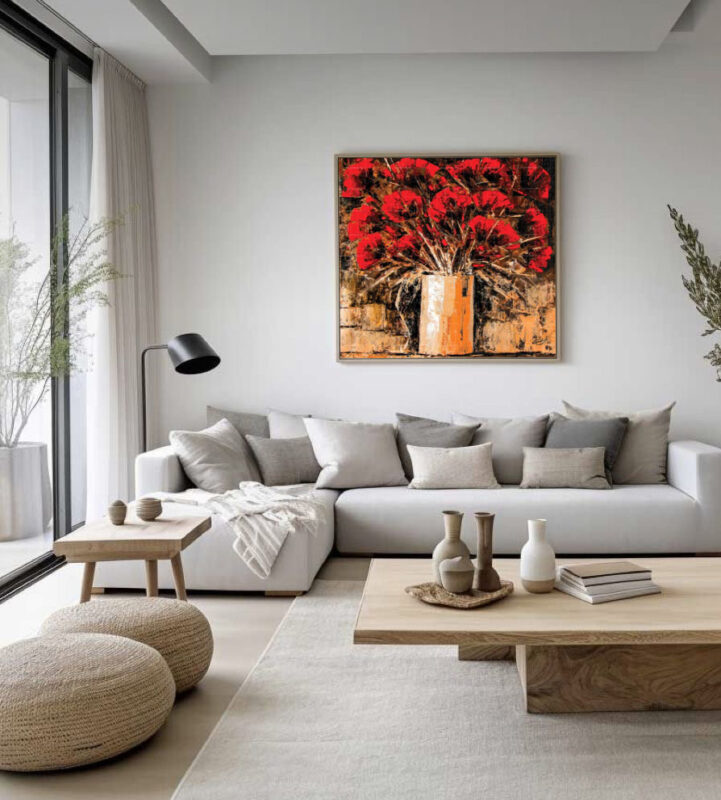 The Painting of Soothing Red Flowers- Floral Artwork - image 10
