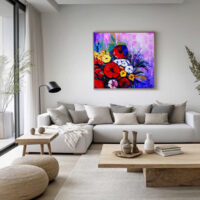 The Red Beautiful Flowers Nature Painting