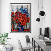 The painting of Beautiful Flower Pot Acrylic Artwork