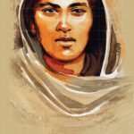 Painting of Bibi Gulab Kaur, Indian freedom fighter and Ghadar Party member, a powerful portrait artwork for sale.