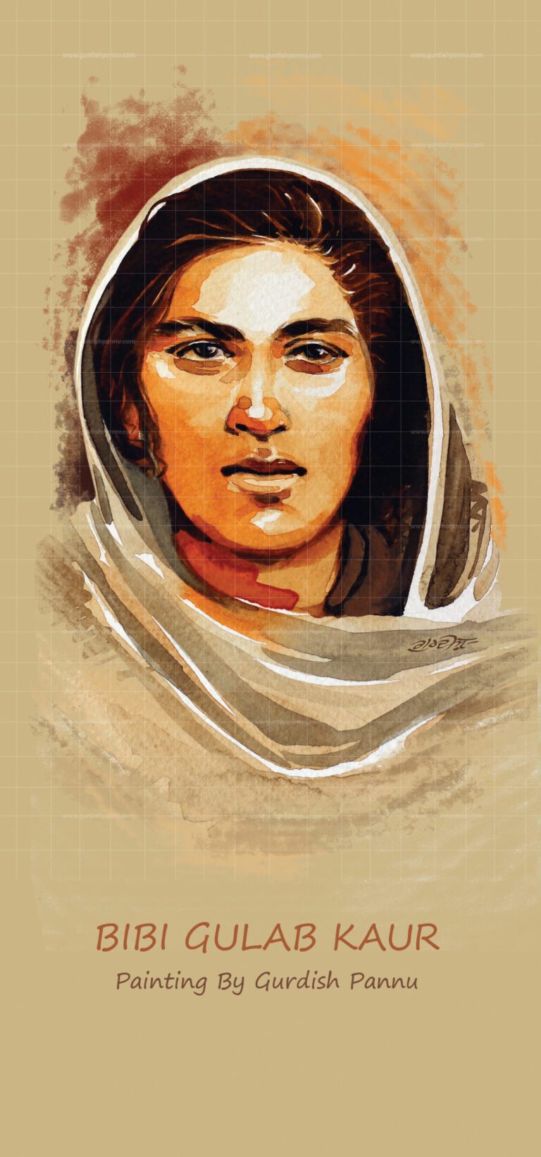 This painting of Bibi Gulab Kaur is a beautiful portrait of a powerful personality who played vital role in the independence movement of India.