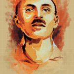 Shivaram Hari Rajguru painting artwork portrait of Indian freedom fighter by Gurdish Pannu
