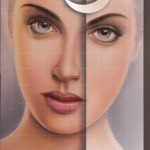 The Endless Song Of Life – Original fine art portrait painting featuring a woman's face with expressive eyes and a crescent moon graphic element.