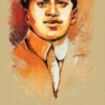 Portrait painting of Indian freedom fighter Madan Lal Dhingra by Gurdish Pannu, available for purchase.