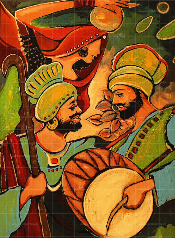 Punjabi bhangra Painting is a famous bhangra painting. Bhangra art for decoration at homes and offices. Buy abstract traditional paintings online.