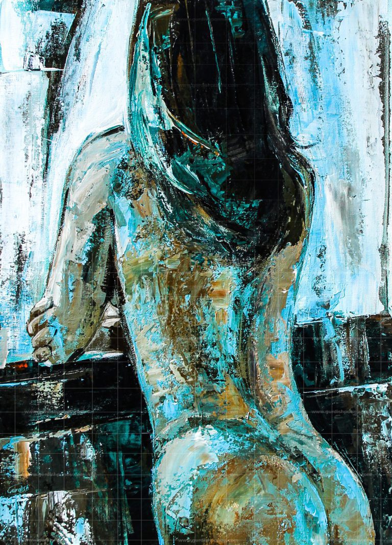 Tell me now- Girl Before Bath Is Original Handmade Nude painting of a beautiful girl. This artwork is for sale worldwide