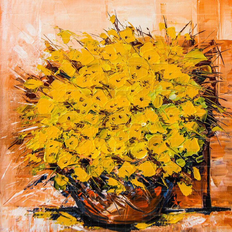 Golden Greeting Flowers original handmade world famous nature painting flowers for valentines