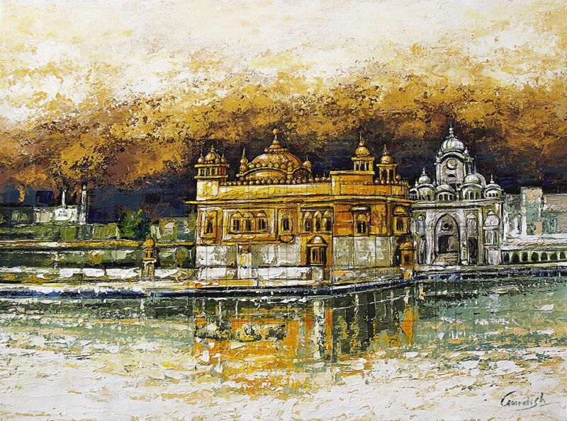 Sri Darbar sahib Painting (The Golden Temple)- Sikh Art is Original Handmade ek onkar Punjabi Religious Artwork of Sri Harmandir Sahib and it is made from acrylic colors. This Sikh Painting is for sale worldwide at affordable price. Buy the World Famous Golden Temple artwork and feel the blessings of Sikh gurus. Canvas Prints also available all around world.