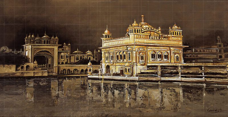 Sri Harmandir Sahib Painting (The Golden Temple)- Sikh Art is Original Handmade Punjabi Religious Artwork made from acrylic colors and it is for sale worldwide at affordable price. Buy World Famous Golden Temple painting and grace your home with blessing of Sikh gurus. Canvas Prints also available.