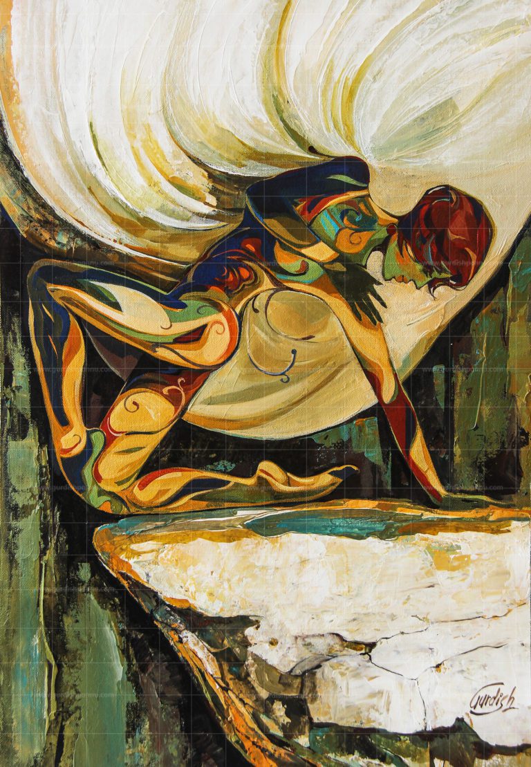 The Inner Stillness- Gurdish Pannu Painting is handmade painting made from acrylic colors. It is a meditation painting for sale