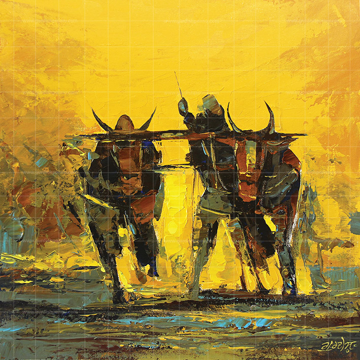 Hall Vahonda Vdde Tarhke Da- Punjabi Farmer Painting is most impressive artwork of all time which is for sale at affordable value