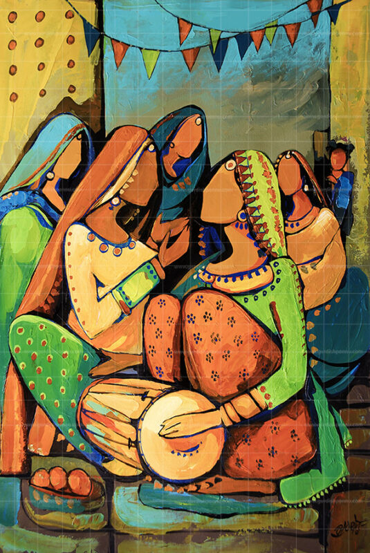 Shagna Di Raat- Punjabi Painting is a beautiful artwork of famous Punjabi home decor for modern architecture