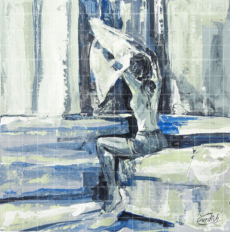 meeting the self is a beautiful painting depicting a girl who is relaxing after coming home