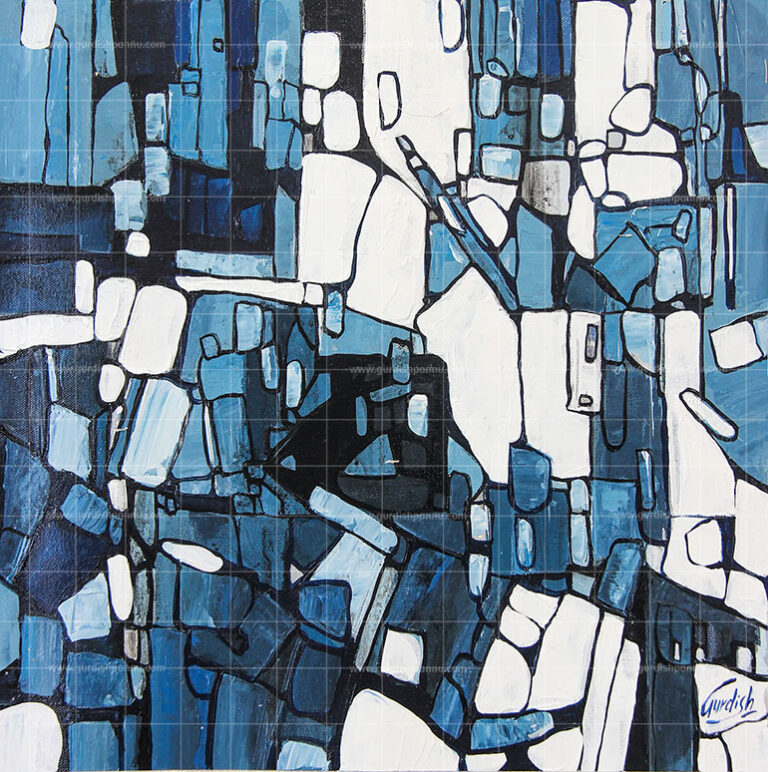 a breezy morning is a modern era blue color artwork which is completely abstract and contemporary in style.