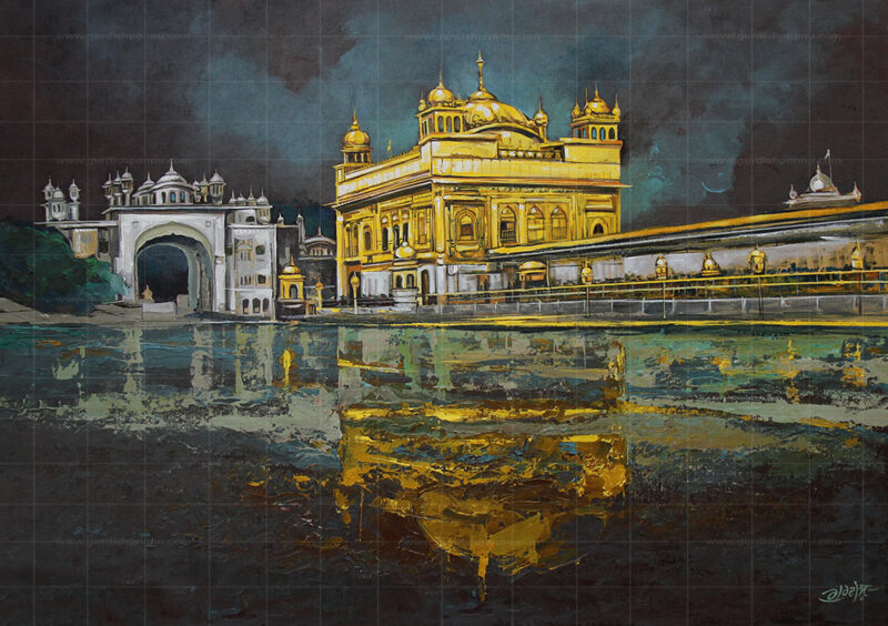 Darbar Sahib- Punjabi Painting is a beautiful religious painting of golden temple amritsar punjab