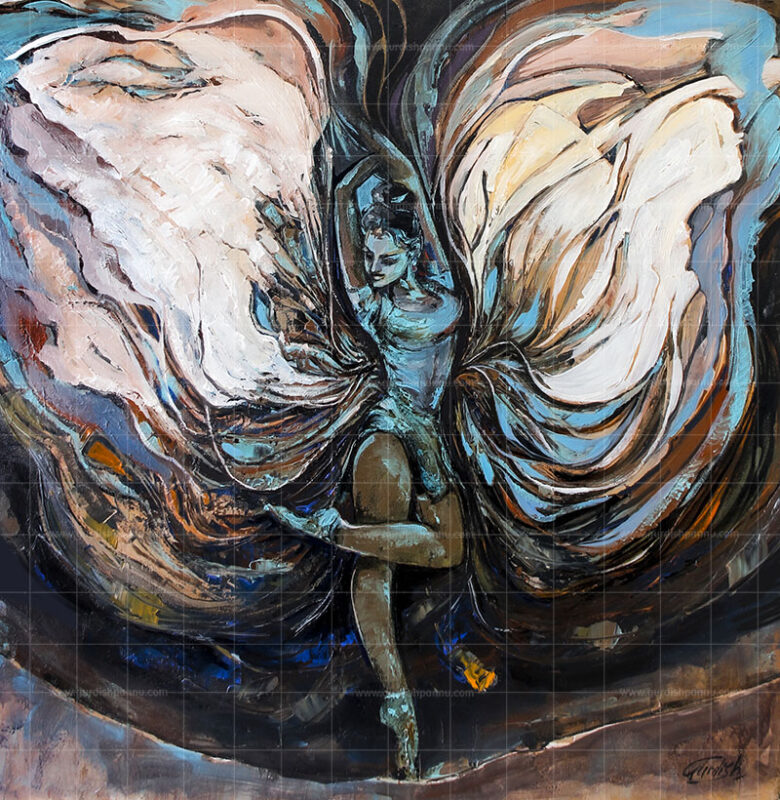 Angel Wings- Acrylic painting is a beautiful figurative painting in which a girl is dancing on the tunes of her freedom