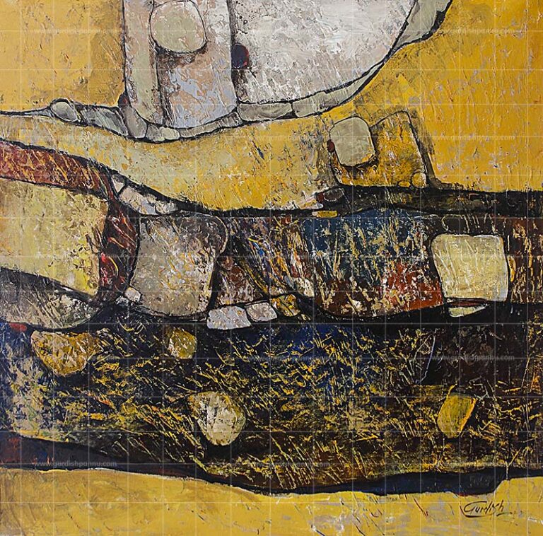 Hawaiian Sea mount painting is a beautiful abstract artwork which is yellow and brown in color.