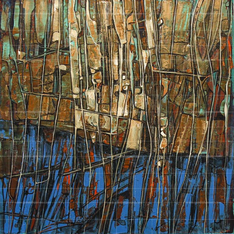 Abstract nature art is abstract art of nature which is blue and brown in color with various geometric pattern.