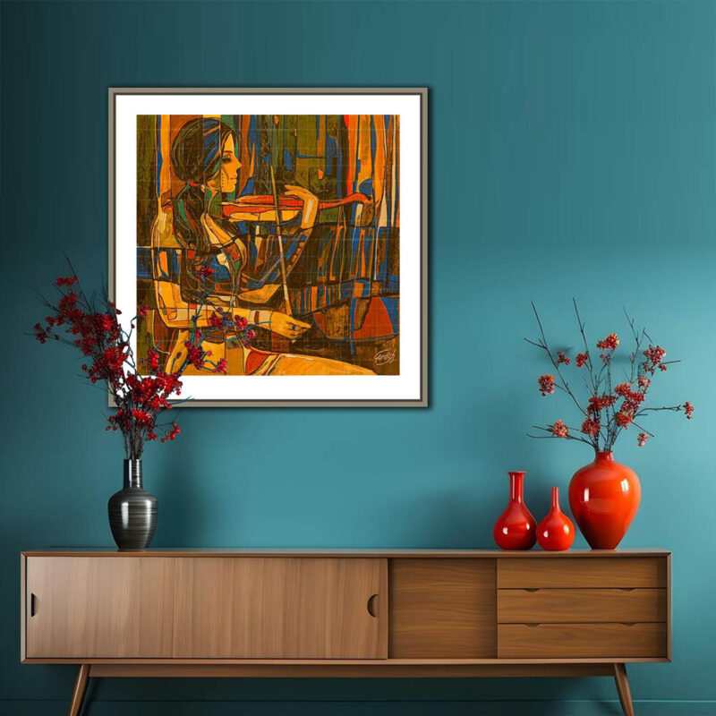 Girl playing violin-music painting - image 6