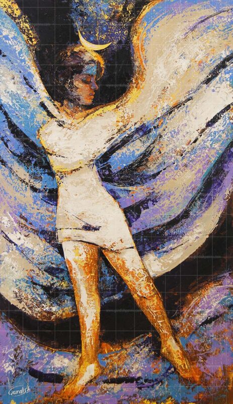 Fairy Godmother - Angel painting is an aesthetic art work for living rooms, hotels, lounges and restaurants. It is colored with shades of white and gold adding to its beauty.