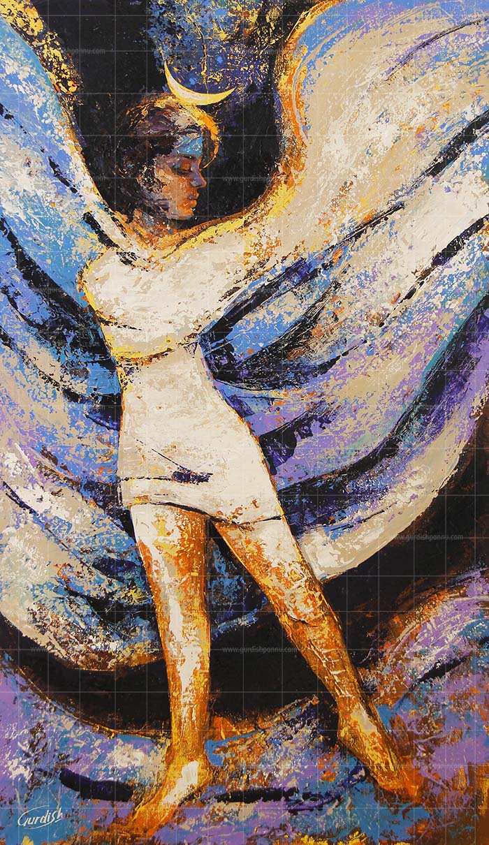 Fairy Godmother - Angel painting is an aesthetic art work for living rooms, hotels, lounges and restaurants. It is colored with shades of white and gold adding to its beauty.