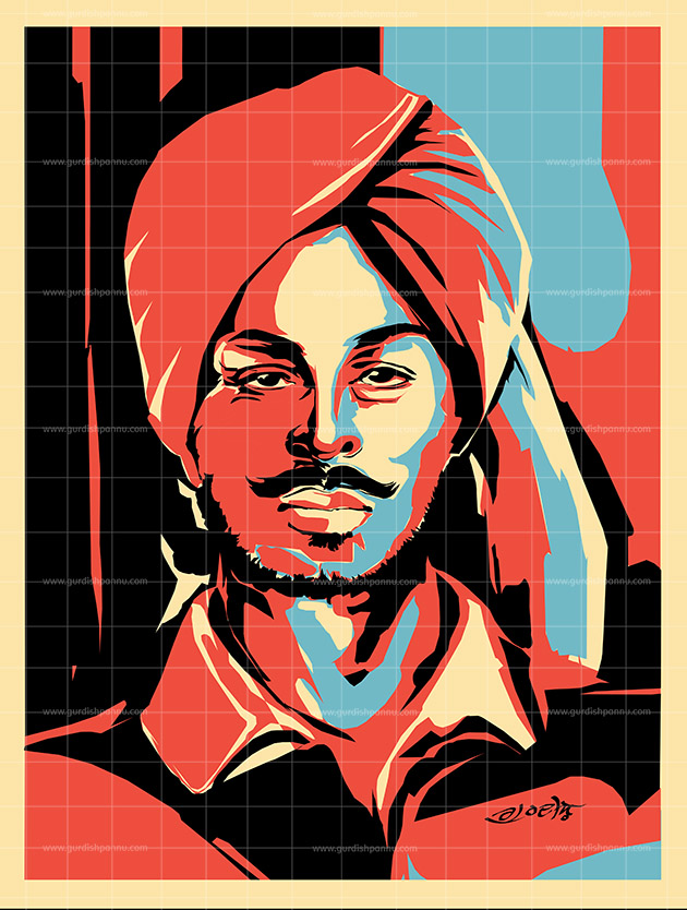 Bhagat Singh - The Revolutionary. Buy Original handmade independence day artwork which is dedicated to the pride of Punjab which has inspired the ages and this painting is for sale at affordable price. This is a famous art work of Shaheed Bhagat Singh