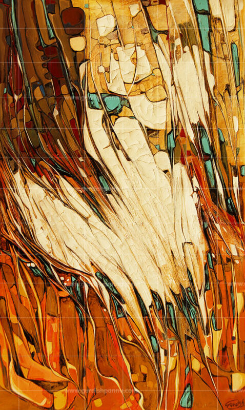 Vibrant Wild is a multicolored painting with colorful strokes of acrylic colors. The colors beige, yellow, green and orange have been used here.