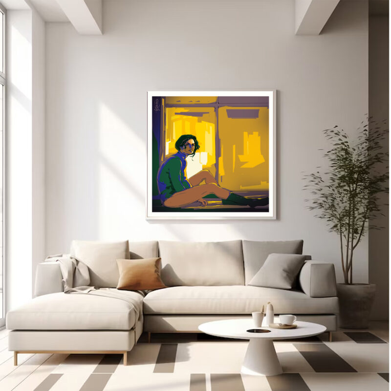 Woman painting – Golden day - image 2